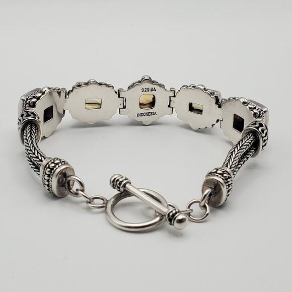 Suarti Bali BA Sterling Silver Citrine Amethyst Peridot Toggle Bracelet - Picture 6 of 12